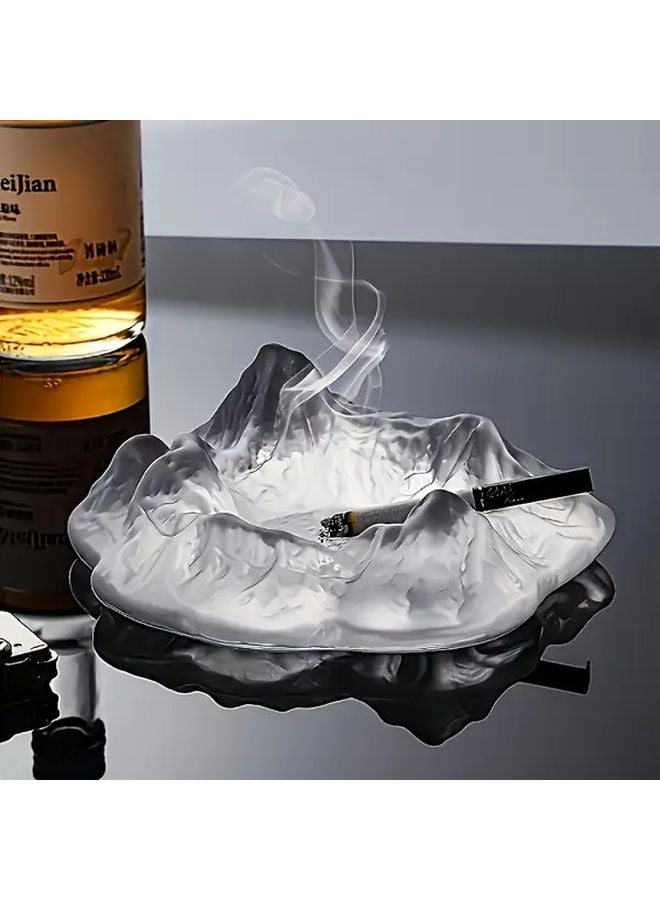 Iceberg Style Ashtray With Non Spill Ash Catcher And Lid Modern Marble Glass Design - Image 2